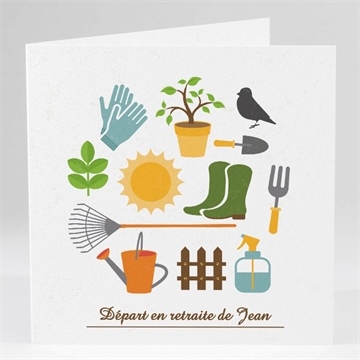Carte invitation départ à la retraite loisirs et jardinage