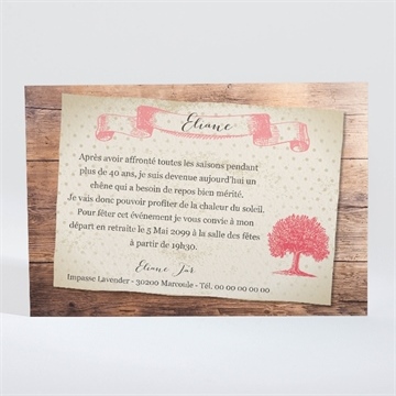 Carte invitation départ à la retraite un beau chêne - Dos de la carte