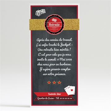 Carte invitation départ à la retraite retraite jackpot - Dos de la carte