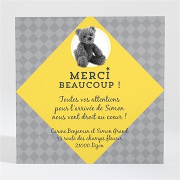 Remerciement naissance noir et jaune