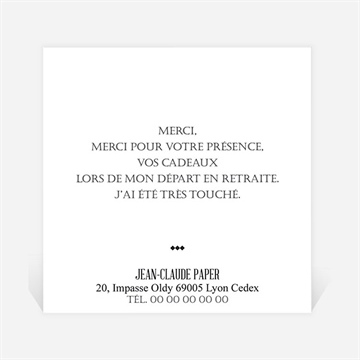 Remerciement départ à la retraite dans les kiosques - Dos de la carte
