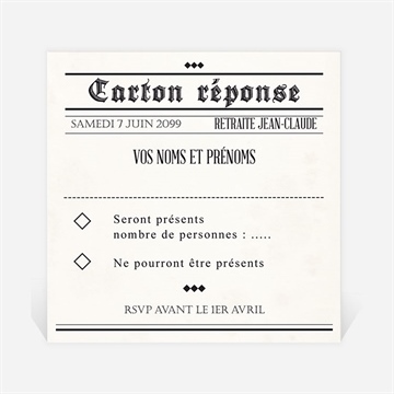 Carton réponse départ à la retraite dans les kiosques