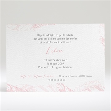 Faire-part naissance annonce fille originale - Dos du faire-part