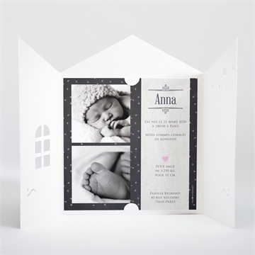 Faire-part naissance original photo tendance - Intérieur de la pochette