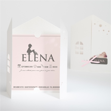 Faire-part naissance petite fille avec son doudou