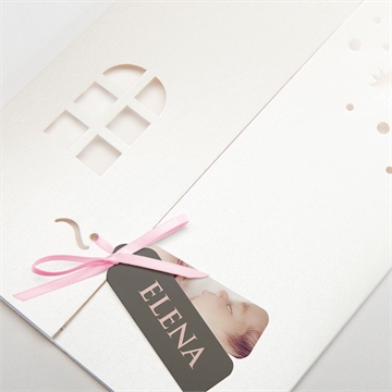 Faire-part naissance petite fille avec son doudou - Détail de la pochette