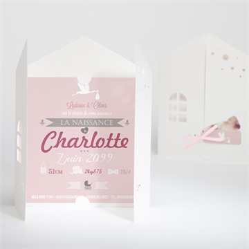 Faire-part naissance faire part pochette cigogne