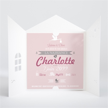 Faire-part naissance faire part pochette cigogne - Intérieur de la pochette