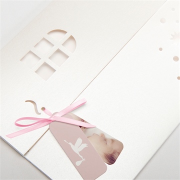 Faire-part naissance faire part pochette cigogne - Détail de la pochette