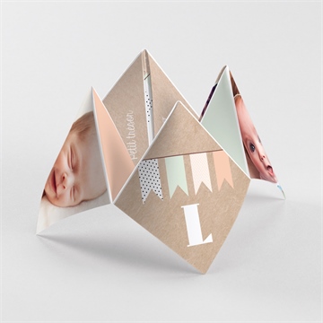 Faire-part naissance farandoles kraft photos