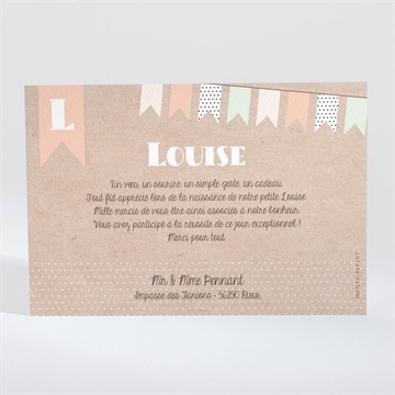 Remerciement naissance farandoles kraft photos - Dos de la carte