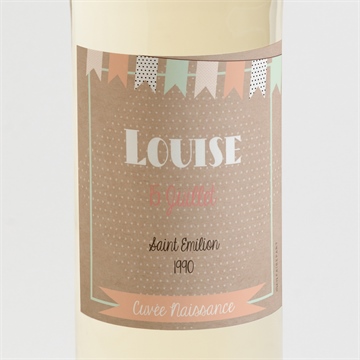 Etiquette de bouteille naissance farandoles kraft photos