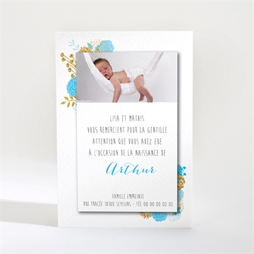 Remerciement naissance joli bouquet vintage - Dos de la carte