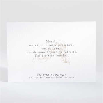 Remerciement départ à la retraite original et vintage - Dos du faire-part