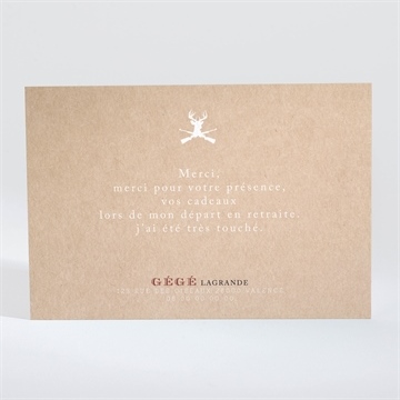 Remerciement départ à la retraite vive la chasse! - Dos du faire-part