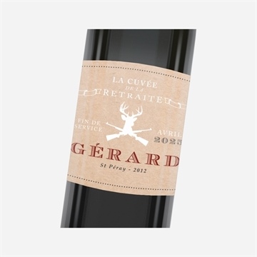 Etiquette de bouteille départ retraite vive la chasse!