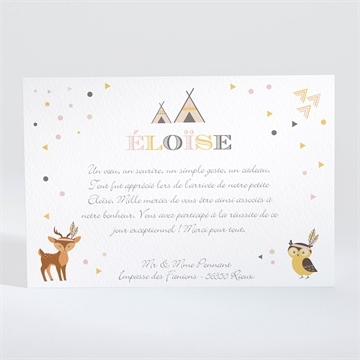 Remerciement naissance motifs géométriques - Dos de la carte