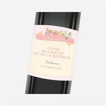 Etiquette de bouteille départ retraite vent printanier