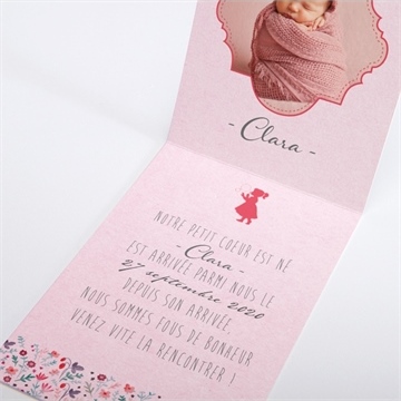 Faire-part naissance elégante fille - Intérieur du faire-part