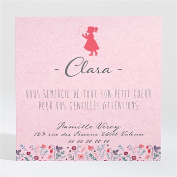 Remerciement naissance elégante fille