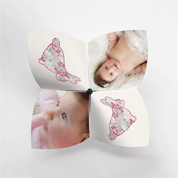 Faire-part naissance joli lapin avec photo - Vue de côté 1