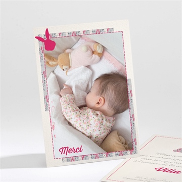 Remerciement naissance joli lapin avec photo