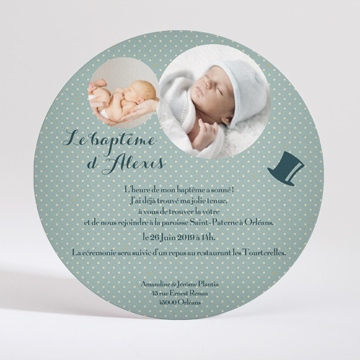 Faire-part de baptême tenue de fête - Dos du faire-part