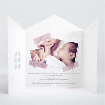Faire-part de baptême scotch délicat - Intérieur de la pochette
