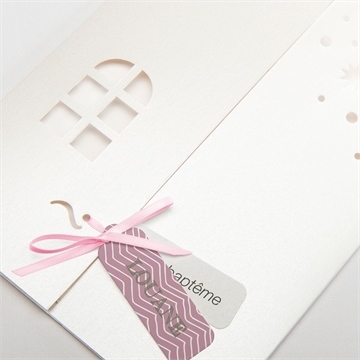 Faire-part de baptême scotch délicat - Détail de la pochette