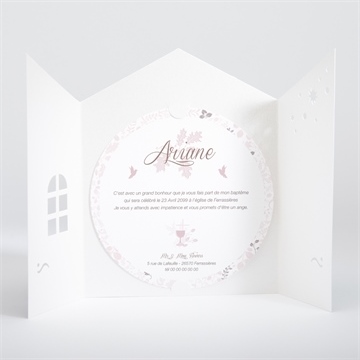 Faire-part de baptême liberty pastel clair - Intérieur de la pochette