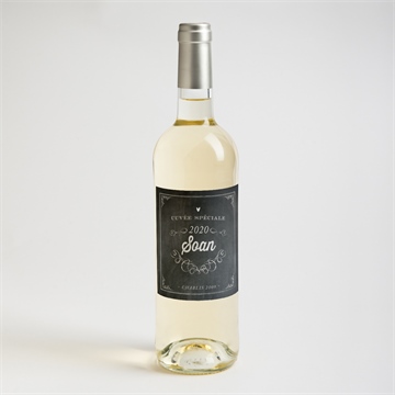 Etiquette de bouteille naissance tendance et vintage - Mise en situation