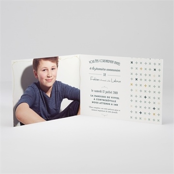 Faire-part communion ambiance art déco - Intérieur du faire-part