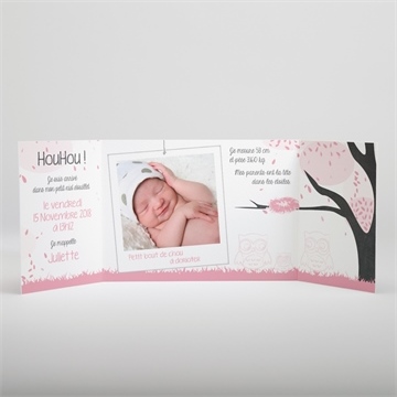 Faire-part naissance elle est si chouette! - Intérieur du faire-part