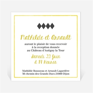 Carton d'invitation mariage damier geometrique