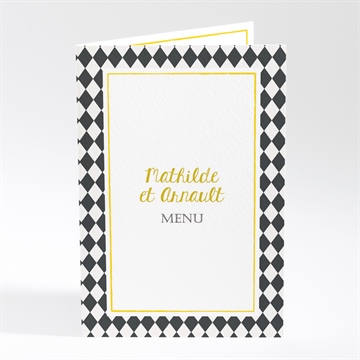Menu mariage damier geometrique