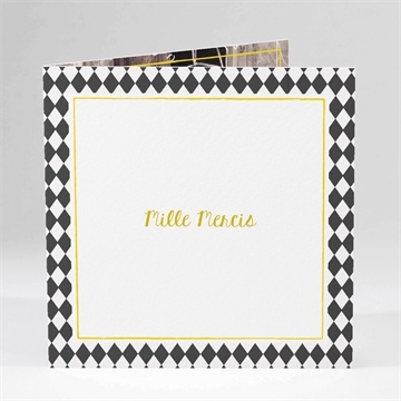 Remerciement mariage damier geometrique