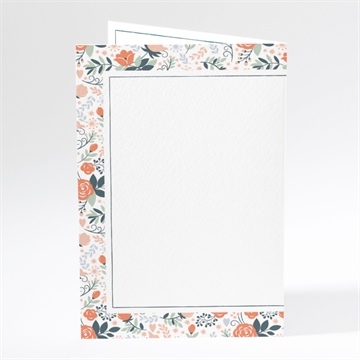 Menu mariage encadrement bleu et saumon - Dos du menu