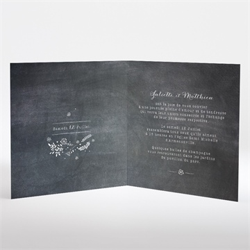 Faire-part mariage champêtre sur ardoise - Intérieur du faire-part