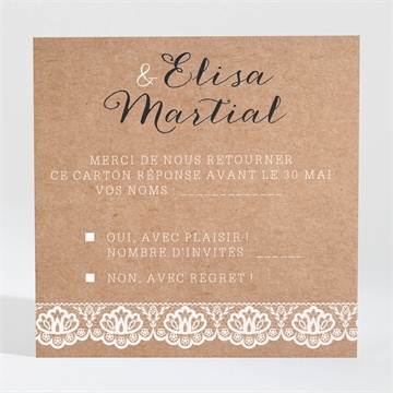 Carton réponse mariage kraft et dentelle