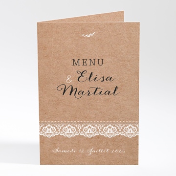 Menu mariage kraft et dentelle