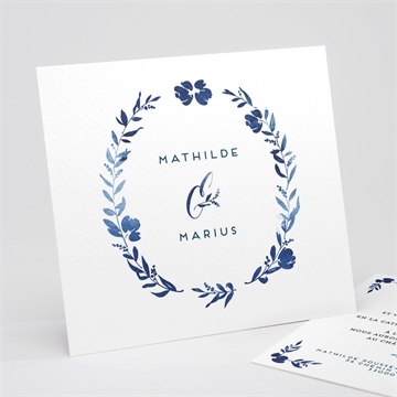 Faire-part mariage aquarelle bleue