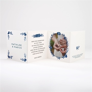 Remerciement mariage aquarelle bleue - Intérieur de la carte