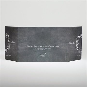 Faire-part mariage gravure sur ardoise - Dos du faire-part