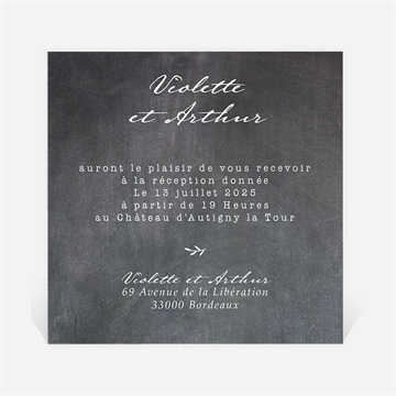 Carton d'invitation mariage gravure sur ardoise