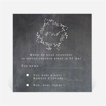 Carton réponse mariage gravure sur ardoise