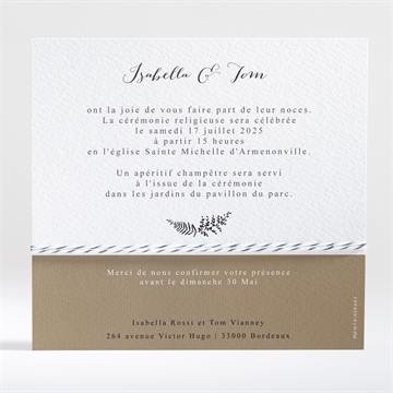 Faire-part mariage amour toujours - Dos du faire-part