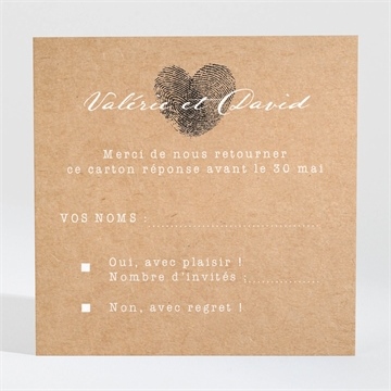 Carton réponse mariage coeur croisé
