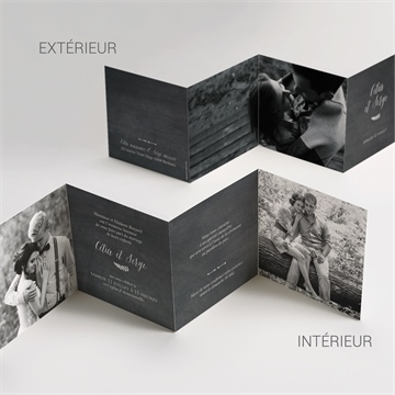 Faire-part mariage annonce ardoisée - Vue détaillée