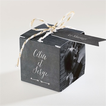 Boîte de dragées mariage annonce ardoisée