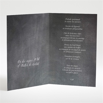 Menu mariage ardoise originale - Intérieur du menu